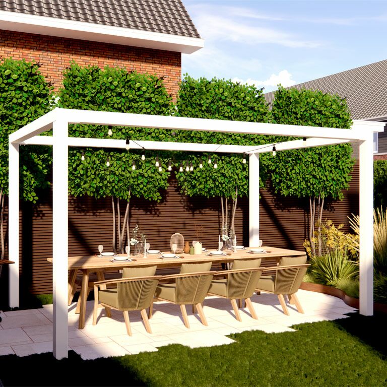 Jauhemaalipinnoitettu teräsinen pergola kokoonpano neliö 324 x 250 cm
