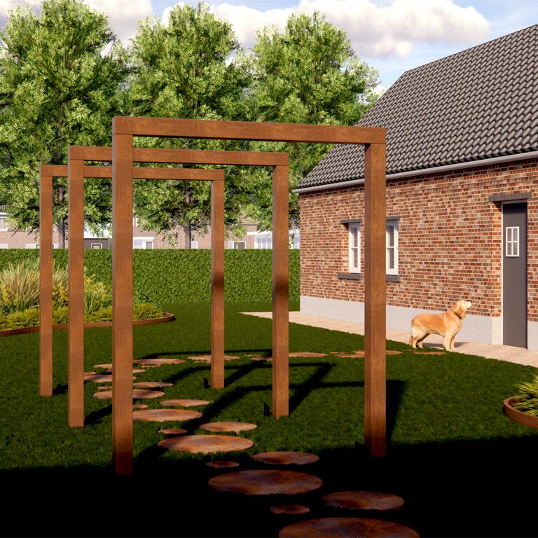 Corten-teräsinen pergola suora 400 cm