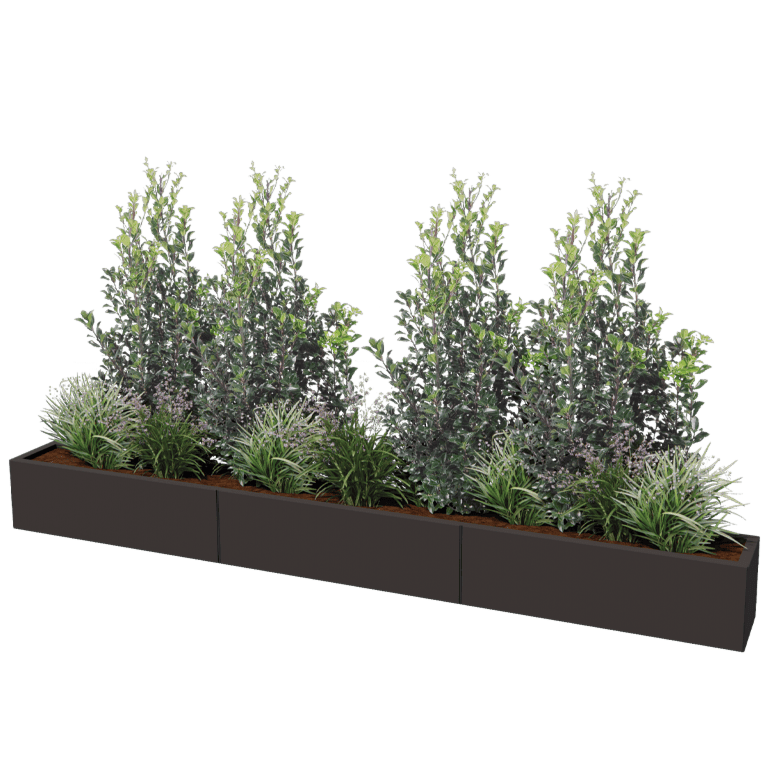 Jauhemaalipinnoitettu teräksinen istutuslaatikko Texas xxl 300 x 30 cm