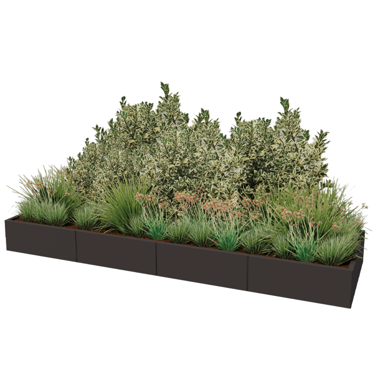 Jauhemaalipinnoitettu teräksinen istutuslaatikko Texas xxl 320 x 100 cm
