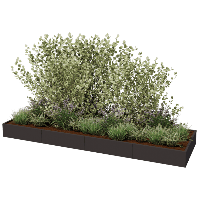 Jauhemaalipinnoitettu teräksinen istutuslaatikko Texas xxl 400 x 120 cm