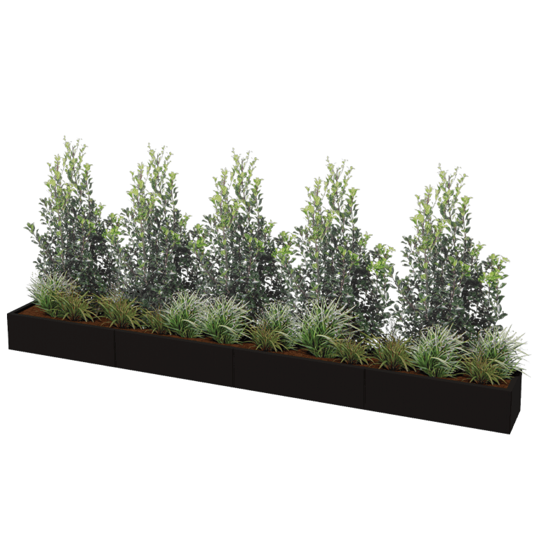 Jauhemaalipinnoitettu teräksinen istutuslaatikko Texas xxl 400 x 40 cm