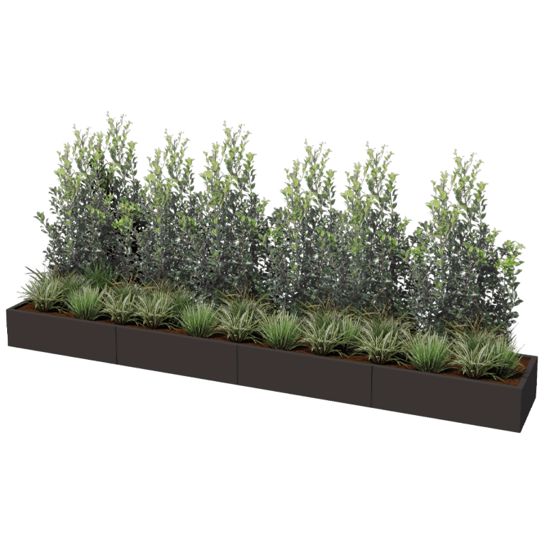 Jauhemaalipinnoitettu teräksinen istutuslaatikko Texas xxl 400 x 60 cm