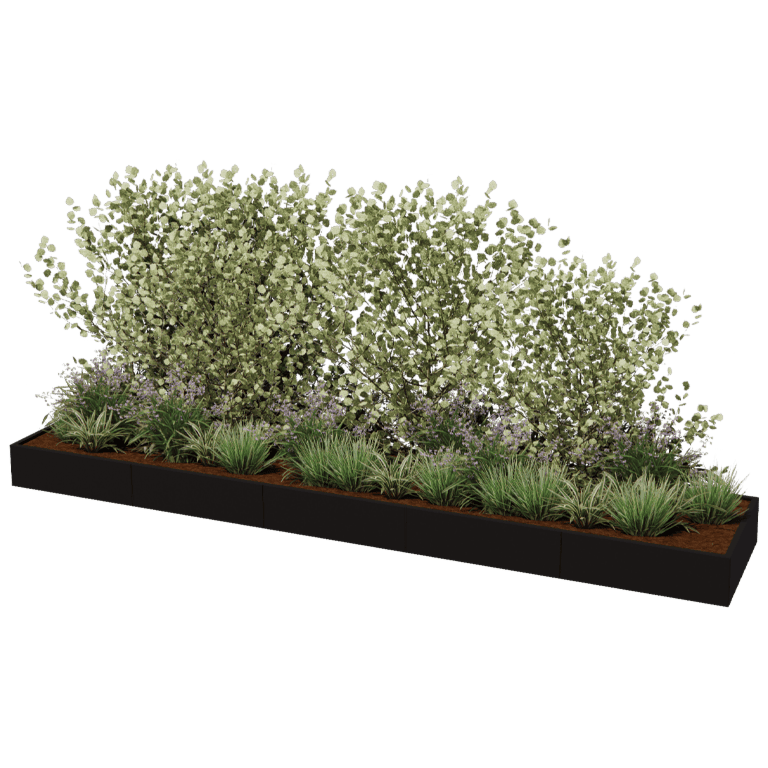 Jauhemaalipinnoitettu teräksinen istutuslaatikko Texas xxl 500 x 100 cm