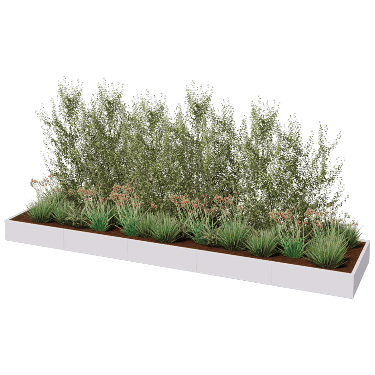 Jauhemaalipinnoitettu teräksinen istutuslaatikko Texas xxl 500 x 120 cm