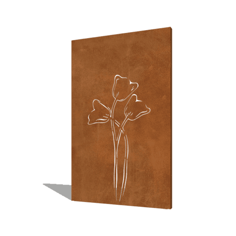 Corten-teräksinen paneeli tulppaani symmetrinen 120 x 6 x 190 cm