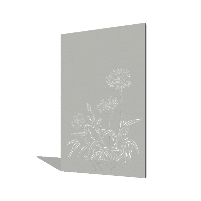 Jauhemaalipinnoitettu teräksinen paneeli ruiskukka 120 x 6 x 190 cm