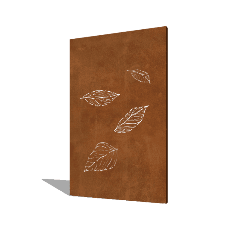 Corten-teräksinen paneeli pienet putoavat lehdet 120 x 6 x 190 cm