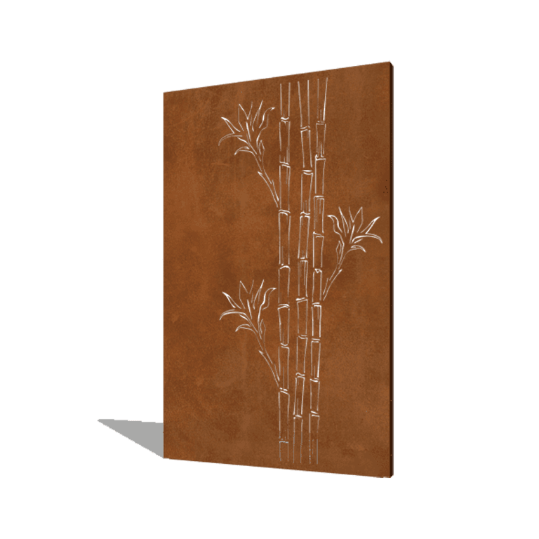 Corten-teräksinen paneeli bambu 120 x 6 x 190 cm