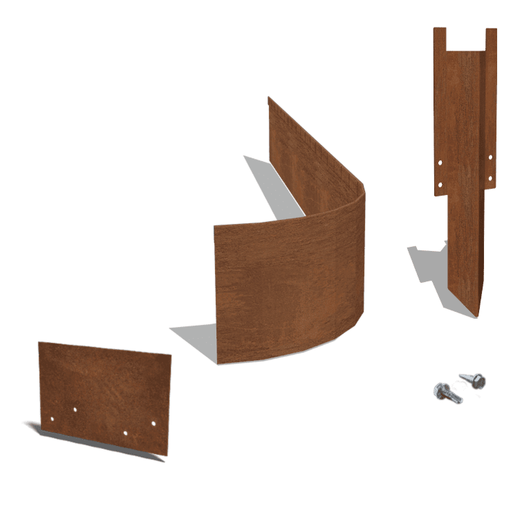 Corten-teräksinen puutarha reunus litteä FLEX 23 cm täydellinen sarja 24 metriä kohden