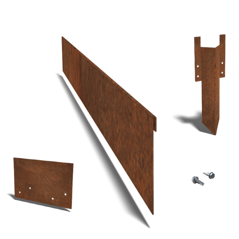 Corten-teräksinen puutarha reunus litteä 13 cm:n täydellinen sarja 15 metriä kohti