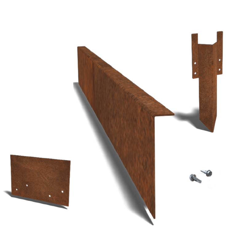 Corten-teräksinen puutarha reunus taitettu 12 cm:n täydellinen sarja 15 metriä kohti