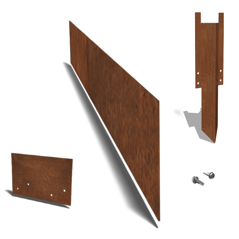 Corten-teräksinen puutarha reunus suora 25 cm:n täydellinen sarja 24 metriä kohti