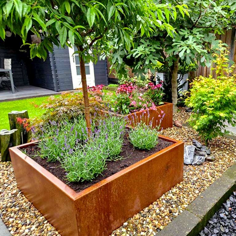Corten-teräksinen hitsatut istutuslaatikko Montana 100 x 100 x 40 cm