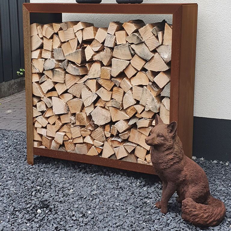 Corten-teräksinen puuteline Indiana 100 x 100 x 40 cm