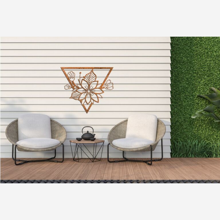 Corten-terästä seinäkoristeet Kukka 1.0