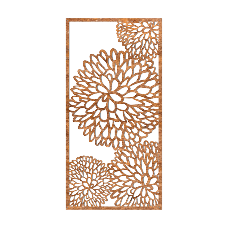 Corten-terästä seinäkoristeet Kukka 2.0