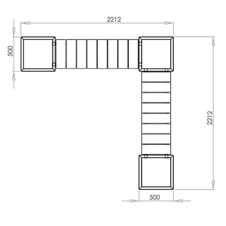 Corten-teräksinen istutuslaatikko penkillä Vegas Miami kulmapenkki