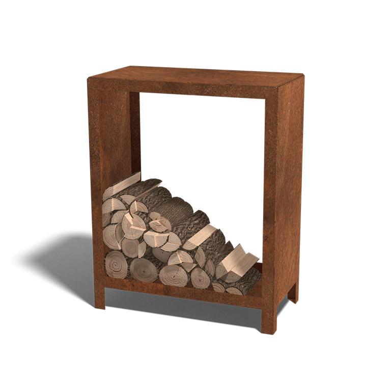 Corten-teräksinen puuteline Indiana 100 x 80 x 40 cm