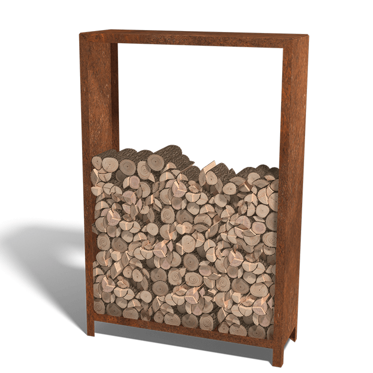 Corten-teräksinen puuteline Indiana 180 x 120 x 40 cm