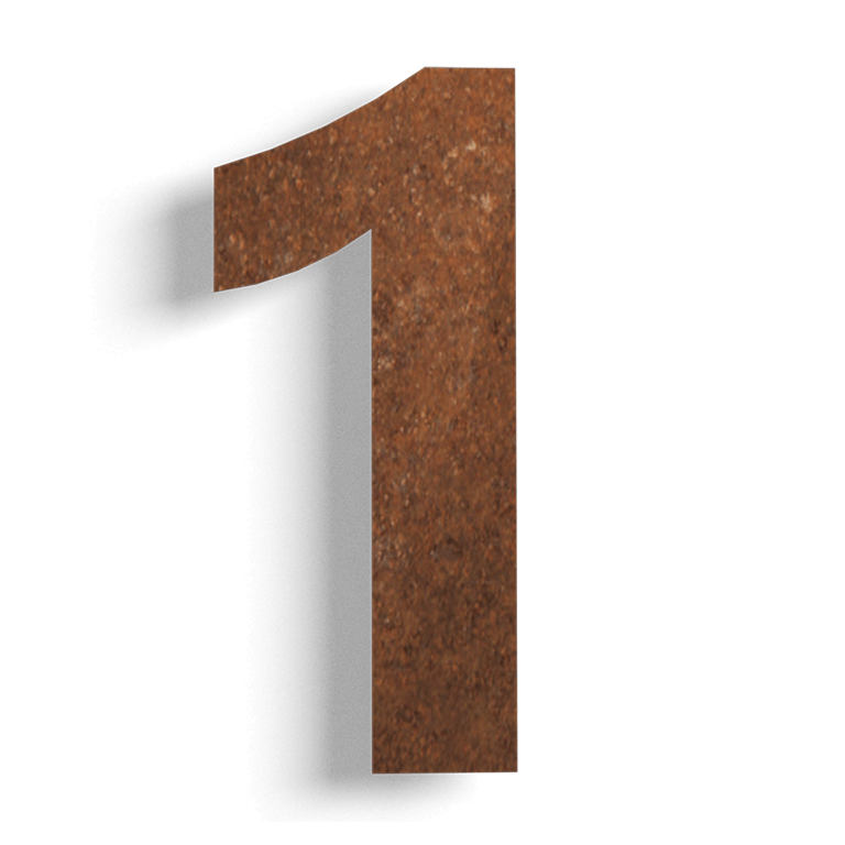 Corten-teräksinen talonumero 1 - 30 cm
