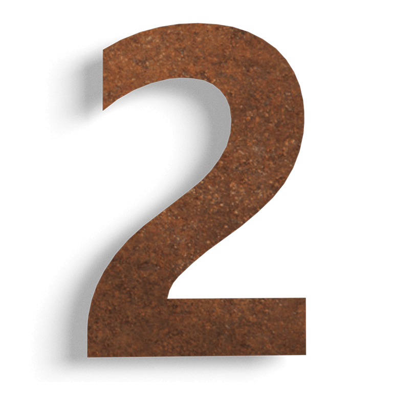 Corten-teräksinen talonumero 2 - 80 cm