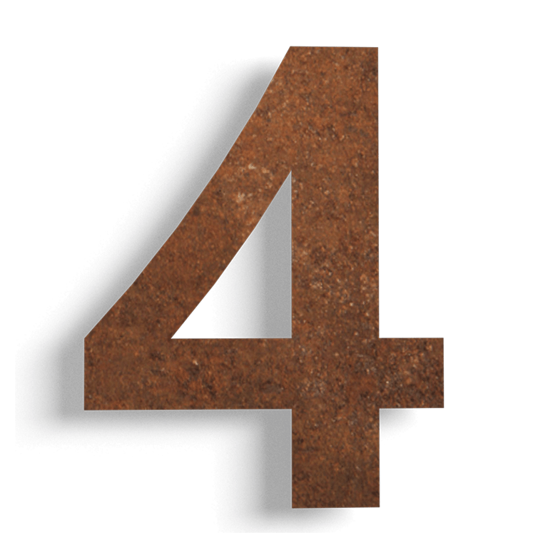 Corten-teräksinen talonumero 4 - 50 cm