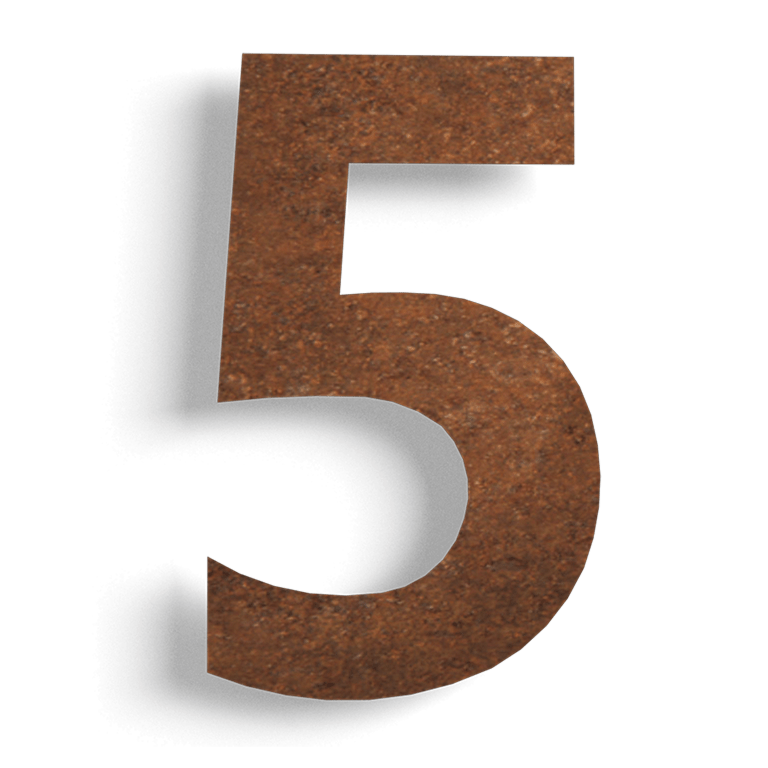 Corten-teräksinen talonumero 5 - 15 cm