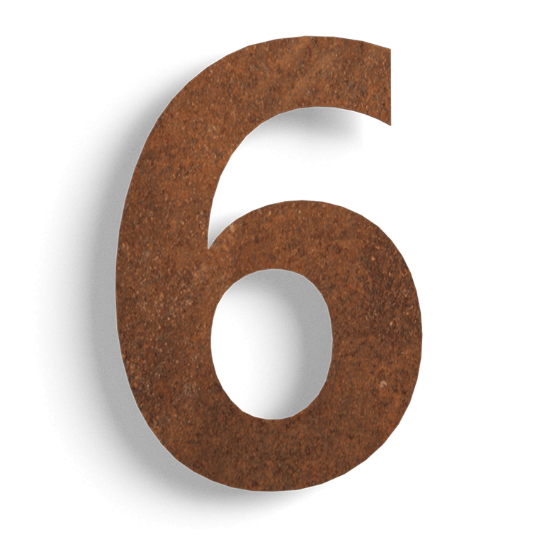 Corten-teräksinen talonumero 6 - 15 cm
