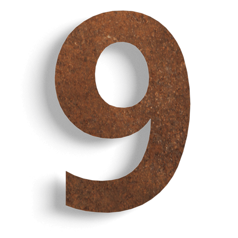 Corten-teräksinen talonumero 9 - 15 cm