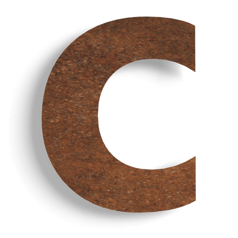 Corten-teräksinen talonumero c - 10 cm