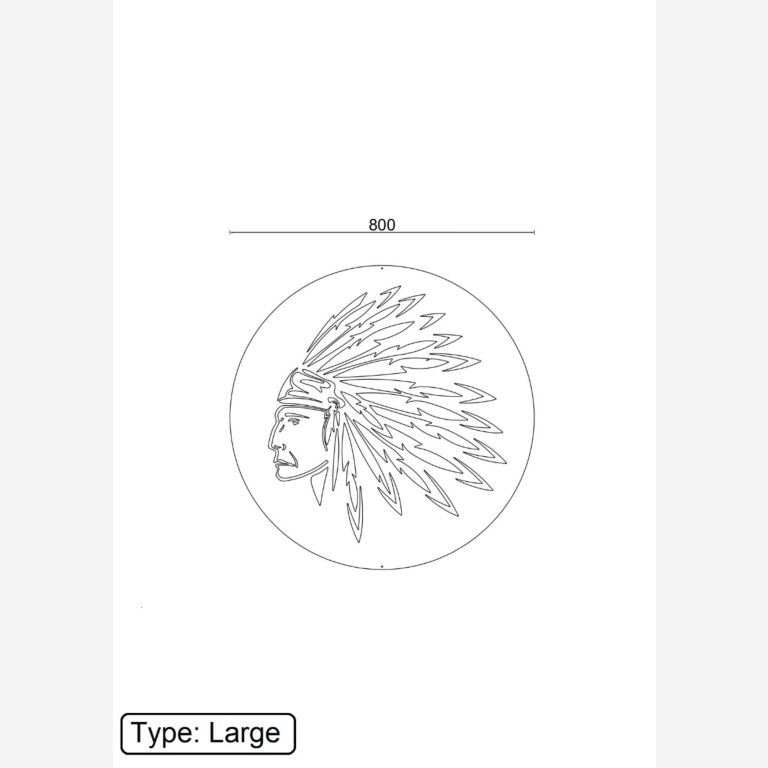 Corten-terästä seinäkoristeet Intiaani