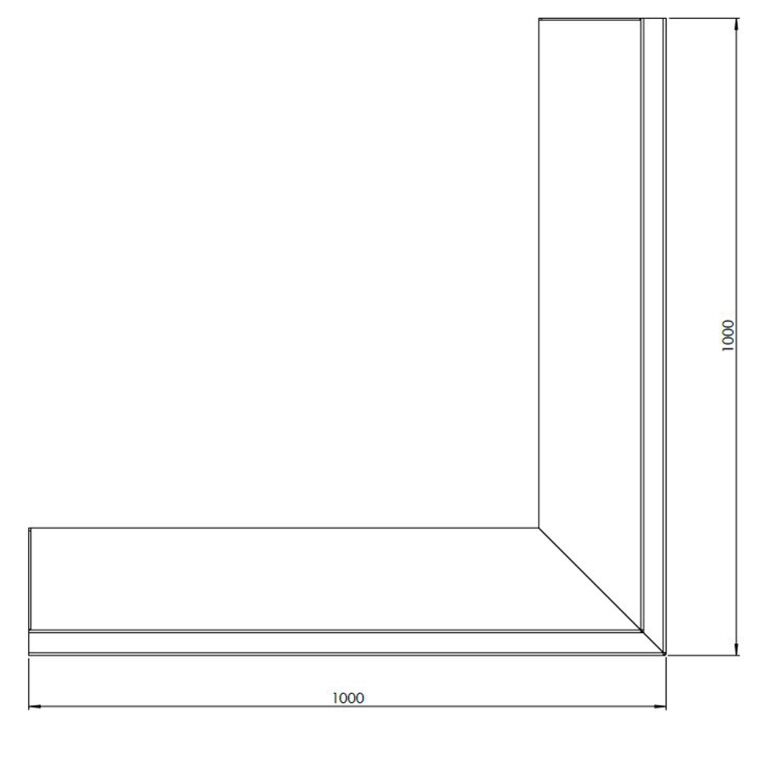 Corten-teräksinen tukimuuri ulkokulma 100 x 100 cm (korkeus 30 cm)