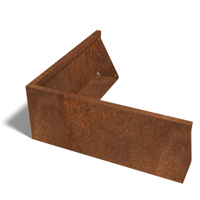 Corten-teräksinen tukimuuri ulkokulma 100 x 100 cm (korkeus 40 cm)
