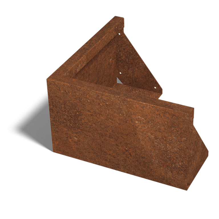 Corten-teräksinen tukimuuri ulkokulma 50 x 50 cm (korkeus 30 cm)
