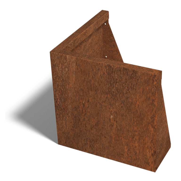Corten-teräksinen tukimuuri ulkokulma 50 x 50 cm (korkeus 50 cm)