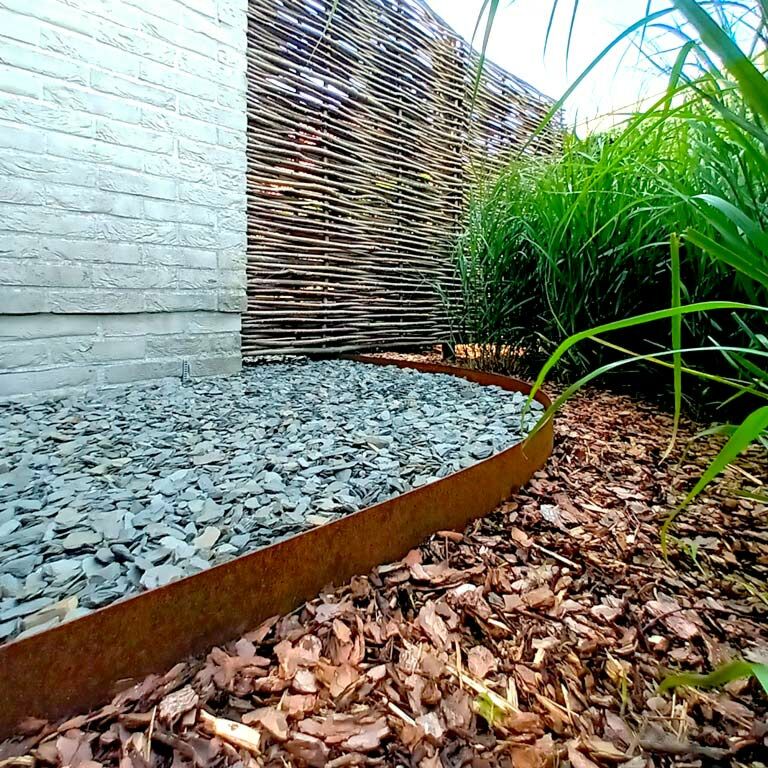 Corten-teräksinen puutarha reunus suora 15 cm (pituus 150 cm)