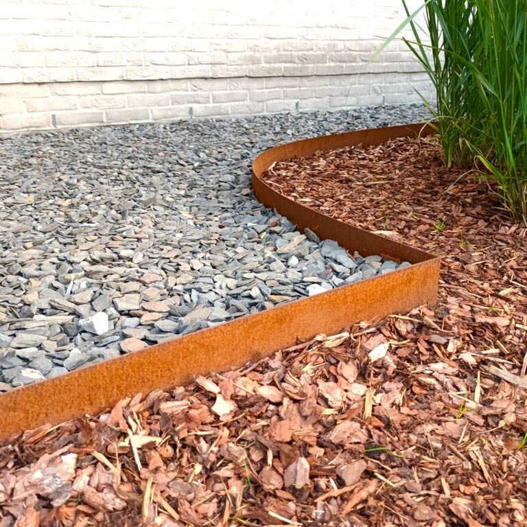 Corten-teräksinen puutarha reunus suora 15 cm täydellinen sarja 15 metriä kohti