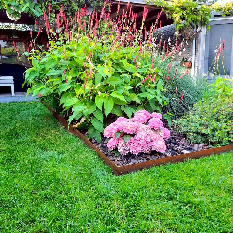 Corten-teräksinen puutarha reunus suora 15 cm (pituus 240 cm)