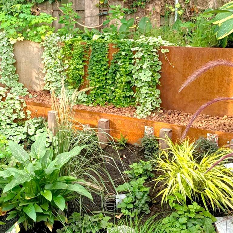 Corten-teräksinen puutarha reunus suora 25 cm (pituus 150 cm)