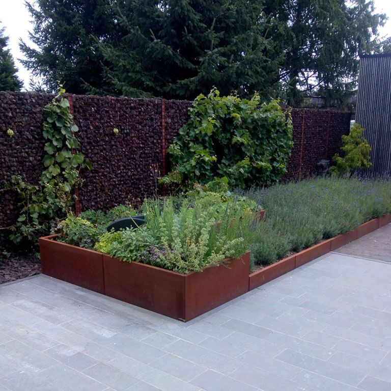 Corten-teräksinen tukimuuri suora 100 cm (korkeus 30 cm)