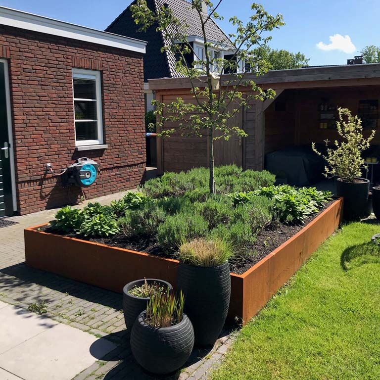 Corten-teräksinen tukimuuri suora 100 cm (korkeus 50 cm)