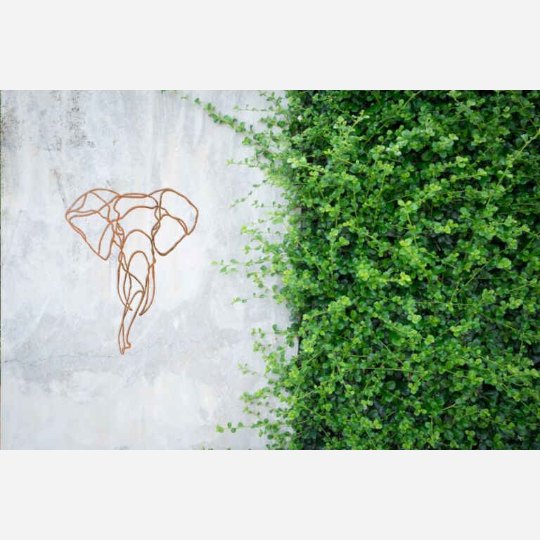 Corten-terästä seinäkoristeet Norsu 1.0