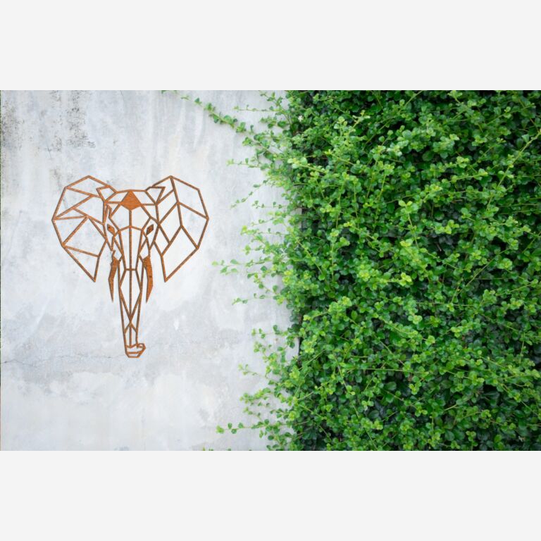Corten-terästä seinäkoristeet Norsu 2.0