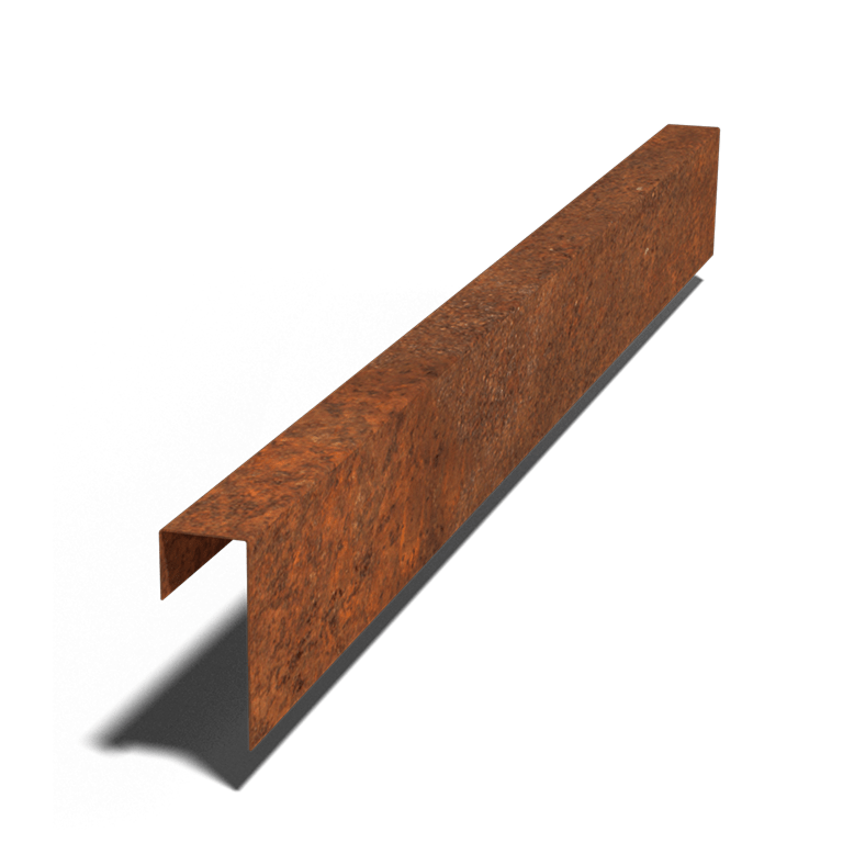 Corten-teräksinen u-profiili 15 x 6 x 5 cm (pituus 150 cm).