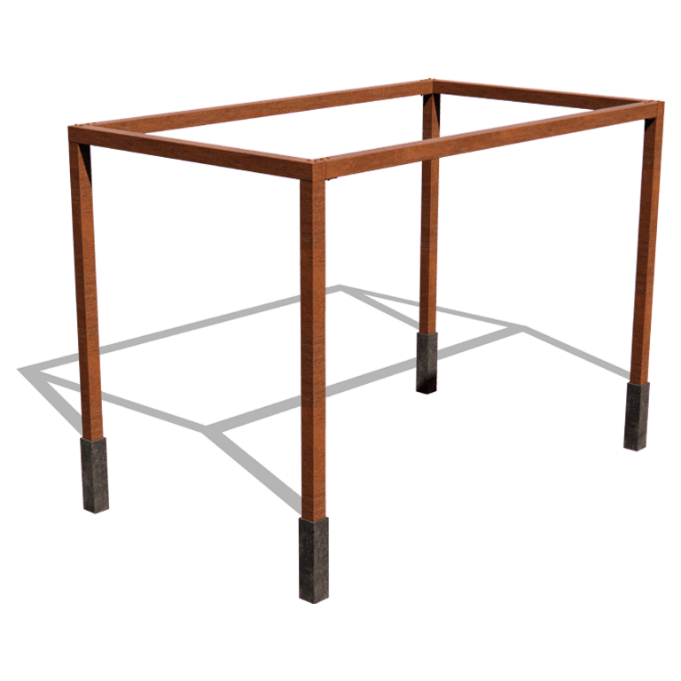Corten-teräsinen pergola kokoonpano neliö 424 x 250 cm