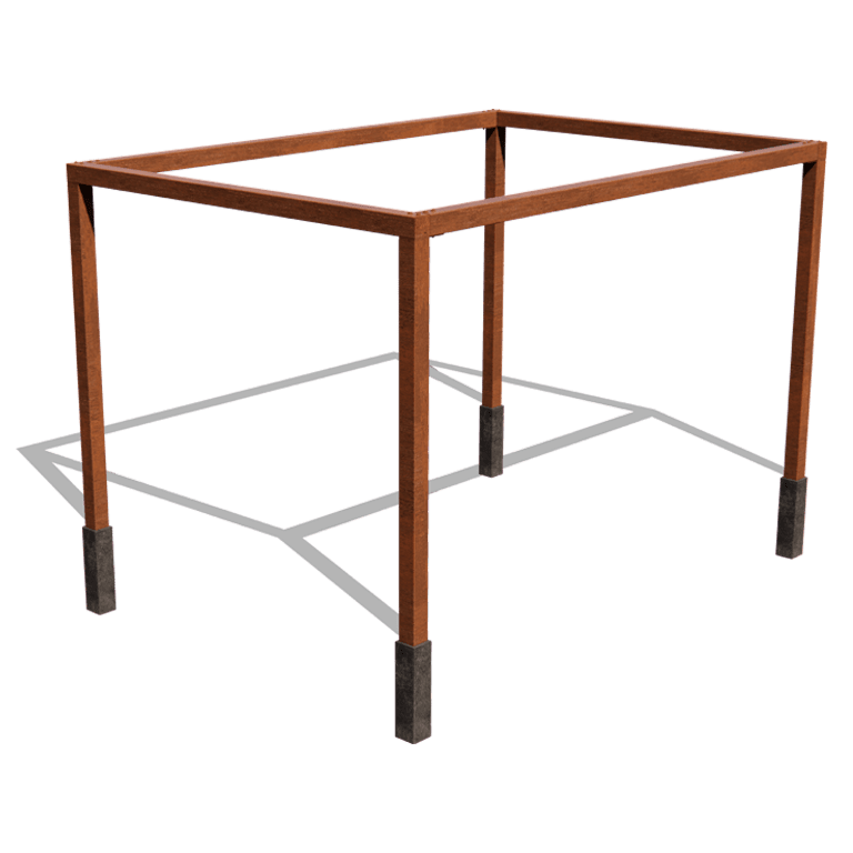 Corten-teräsinen pergola kokoonpano neliö 424 x 300 cm