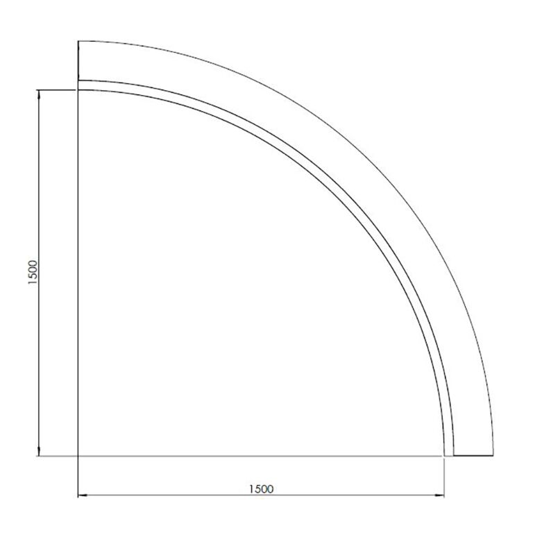 Corten-teräksinen tukimuuri sisäkaarre 150 x 150 cm (korkeus 30 cm)