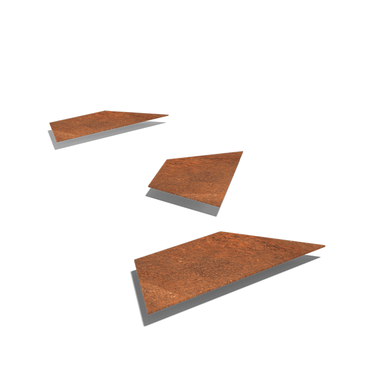 Corten-teräksinen askellaatta Kuusiokulma HH 50