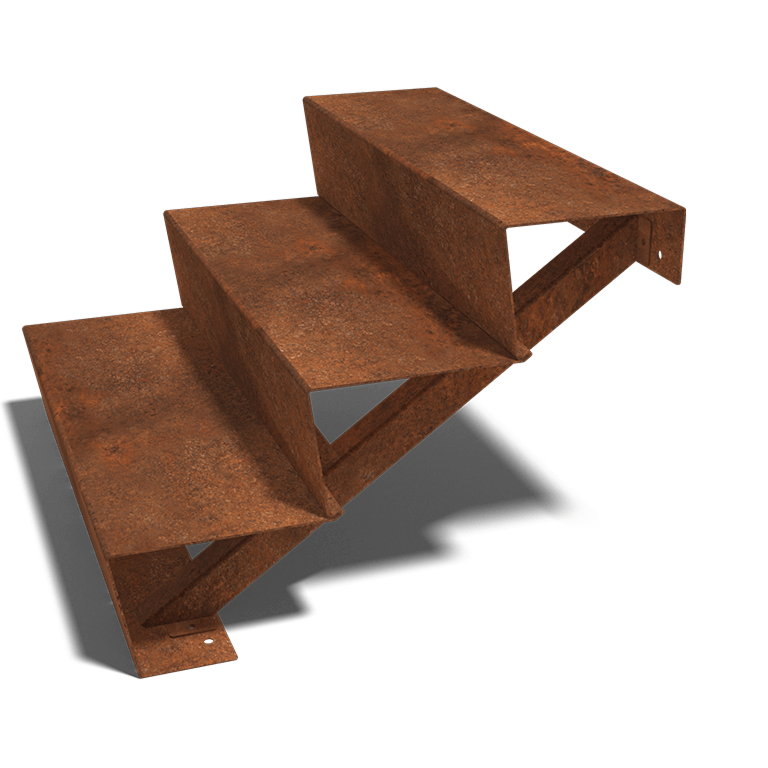 Corten-teräksiset portaataskelma New York 3- (leveys 80 cm)